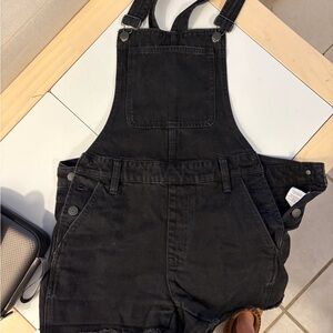 Madewell Black Denim Short Overalls